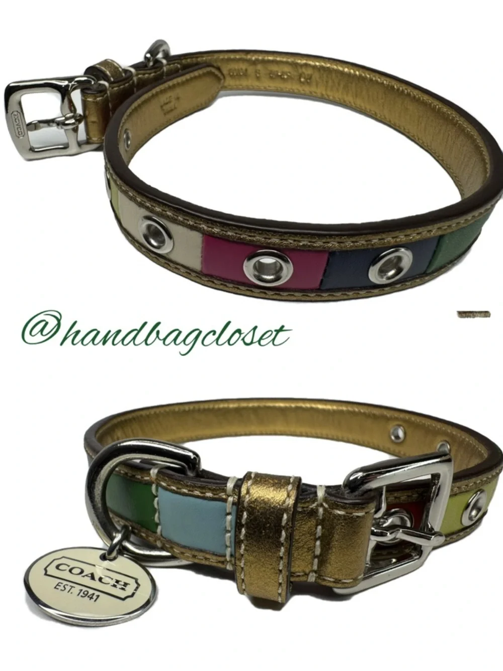 Coach Legacy Color Block Leather Y2K Vintage Rare Size Small Dog Collar